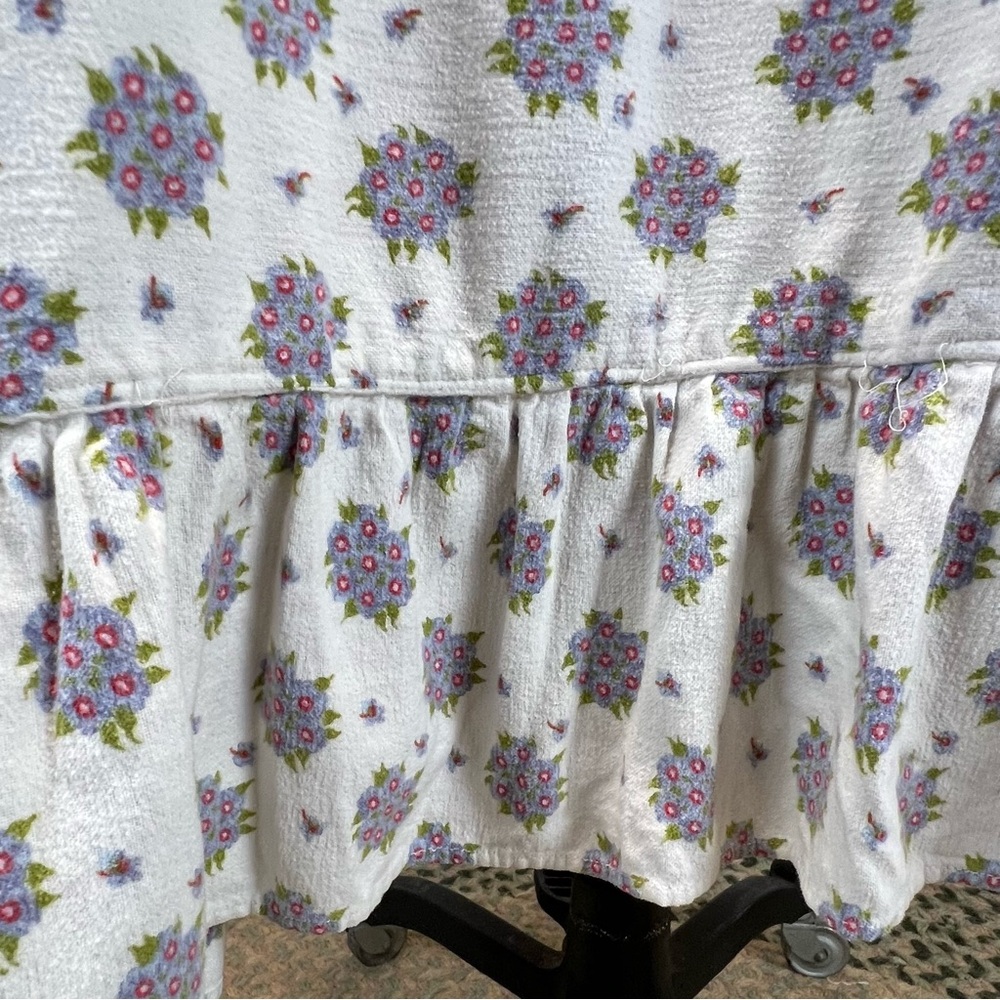 VINTAGE floral flannel brushed cotton floral nightgown‎ ruffle maxi long sleeve - Picture 8 of 16